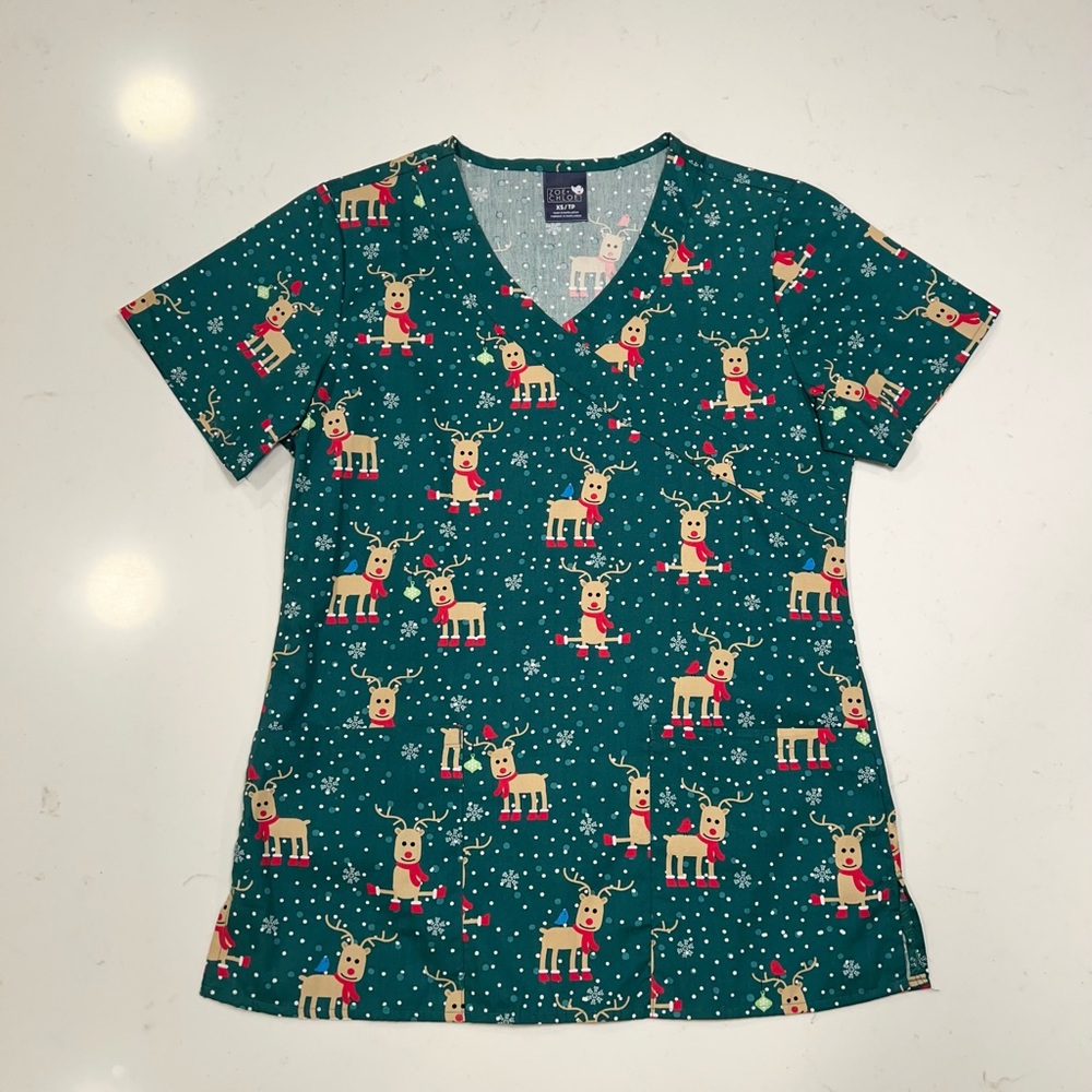 Reindeer Scrub Top